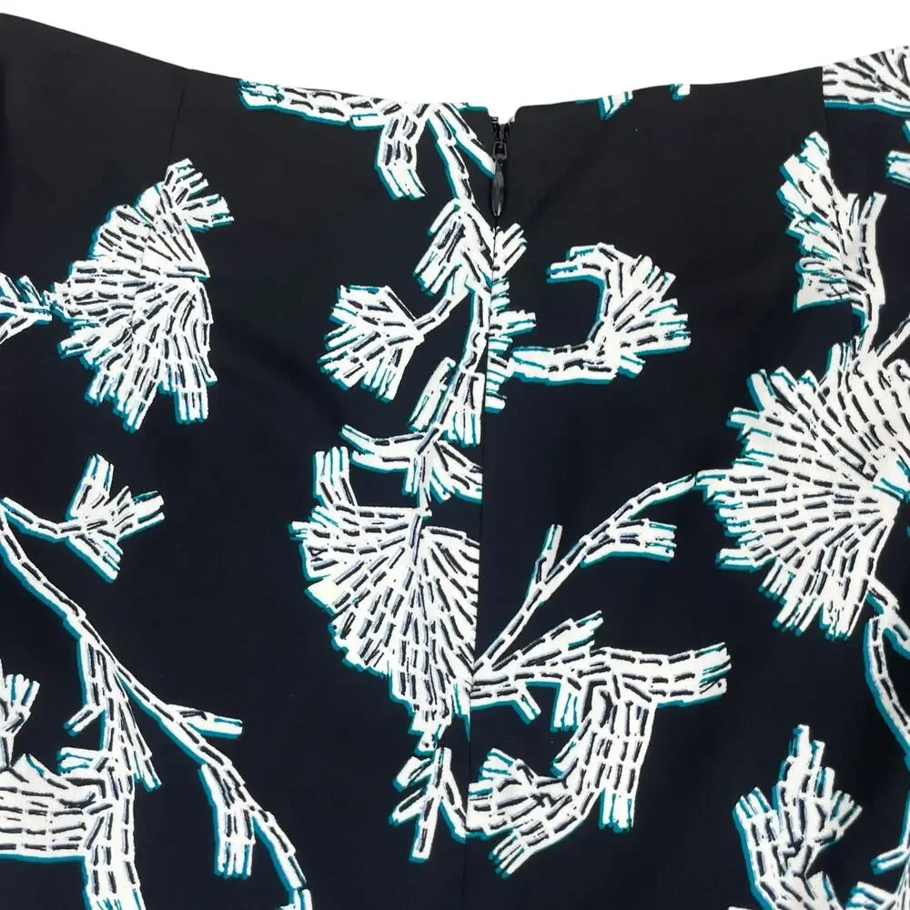 Diane von Furstenberg Kara Floral Print Penci Skirt Black Green Size 2
